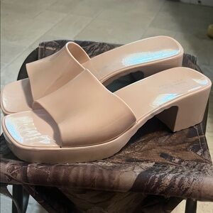 Nicole Miller Blush Block Heel Mules